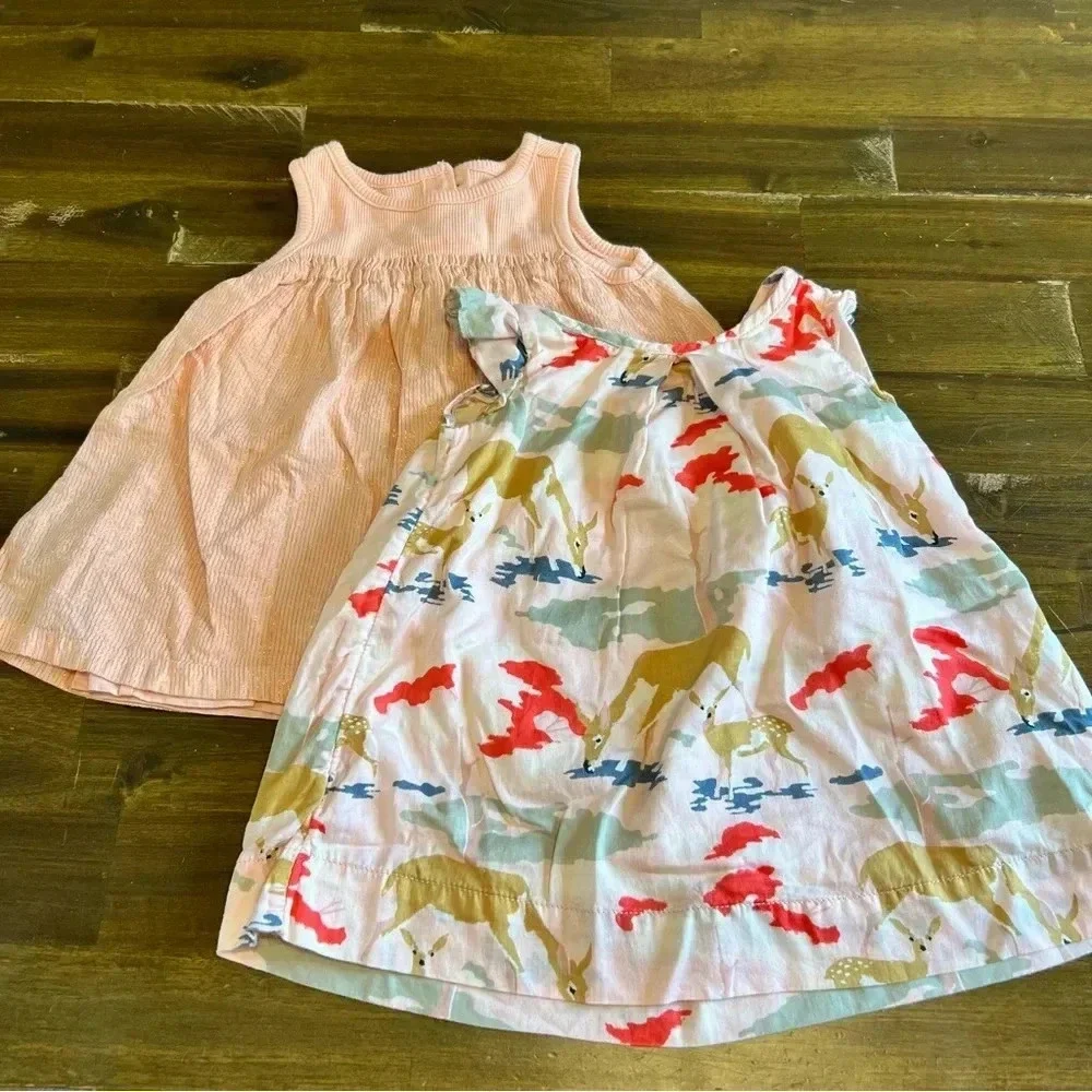 Gabp Baby Dress Bundle Pink Doe Deer Woods Ruffle Glitter stripe 3-6 months